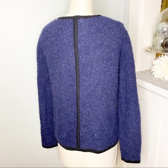 Boden Navy Blue Boucle Jacket with Contrast Trim 10 Medium - Picture 8 of 10